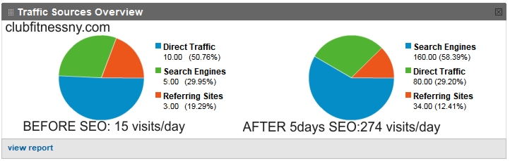 Search Engine Optimization Fitness club results graph