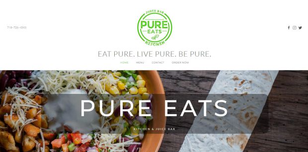 Café Restaurant Web Design- Pure Eats